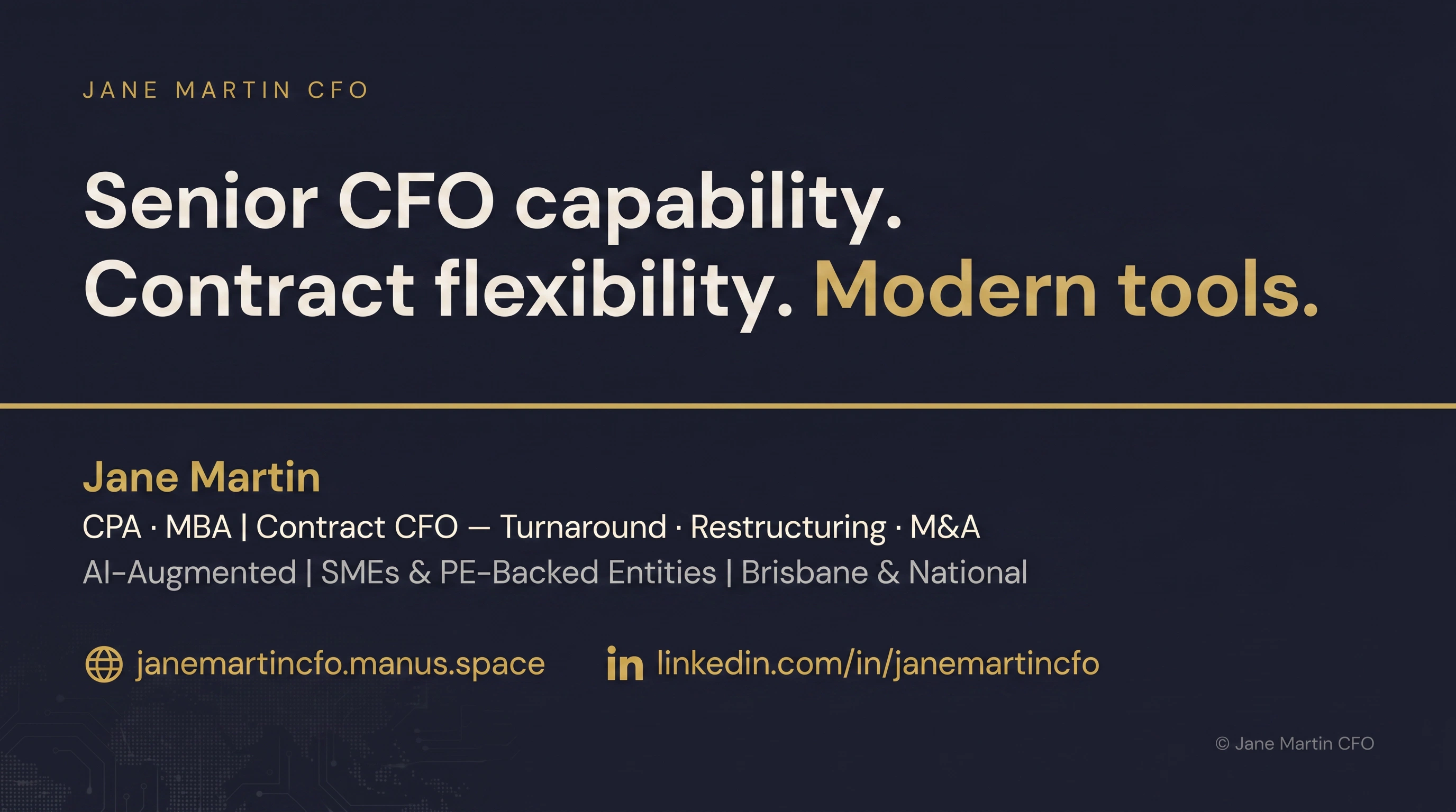 Jane Martin CFO — Contact